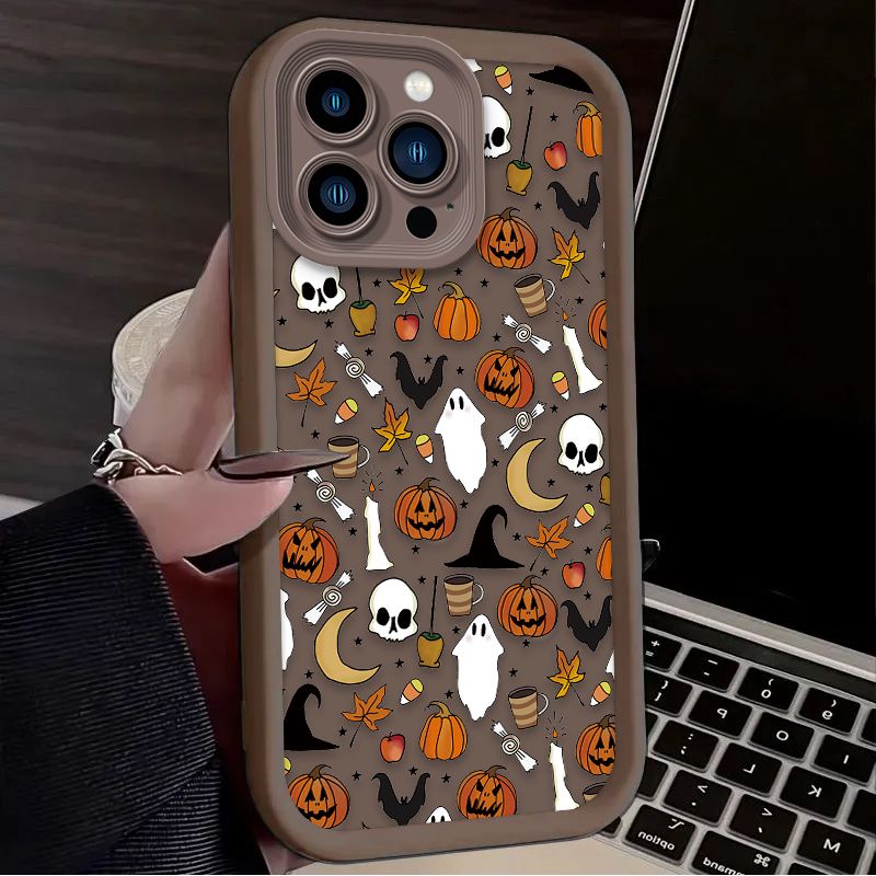 Lustige Halloween-nette Geisterhülle für iPhone 16 15 14 13 12 11 Pro Max X XS X S Max XR SE 2020 7 8 Plus iPhone 16 Silikonhülle_voghion.com
