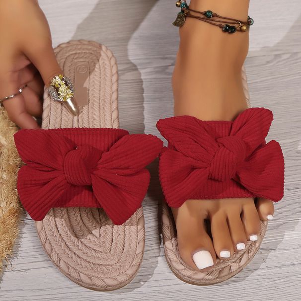 Nya tofflor för damer, damsandaler med sommarfräsch rosett för kvinnor, yttre flipflops för kvinnor, strandtofflor_voghion.com