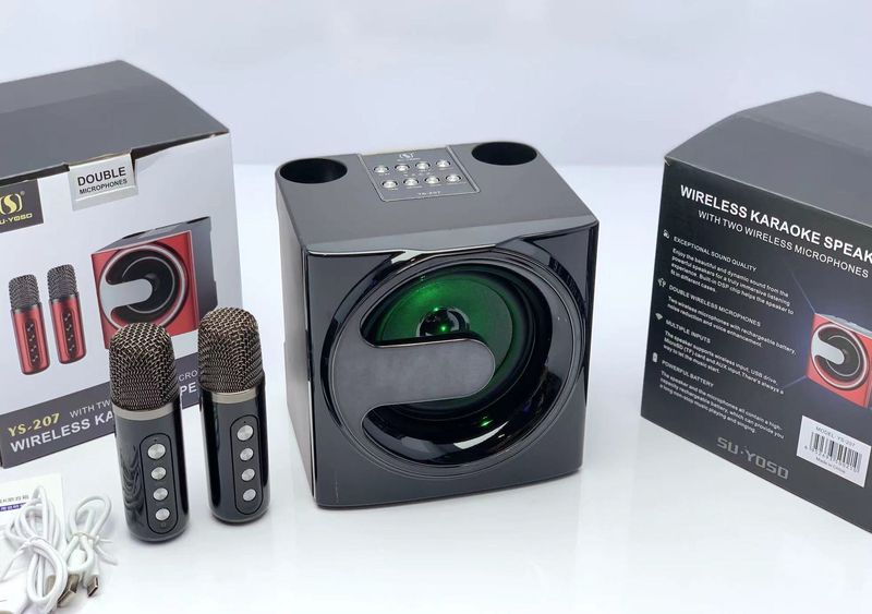 Integrated outdoor family gathering set K-song artifact YS-207 wireless microphone Bluetooth speaker_voghion.com