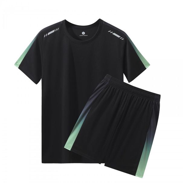 Sportstøjsæt til mænd, lavet af polyester, ultratyndt sommertøj, høj elasticitet, afslappet, hurtigtørrende, todelt herresæt_voghion.com
