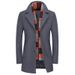 Men's Wool Blend Overcoat – Korean Style Winter Coat With Scarf, Slim Fit & Warm Lining For Casual Elegance_voghion.com