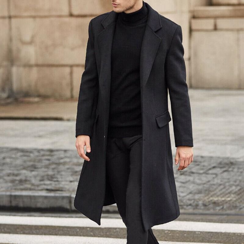 New Five Color British Men's Long Trench Coat Woolen Coat Men's Tweed Coat_voghion.com