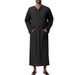 Men's Clothing Casual Button Solid Color Long Sleeve Pocket Loose Robe Menswear_voghion.com