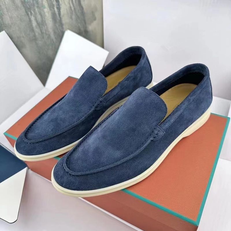 High End Version 2024Lp Suede Loafers Men, One Foot Leather Single Shoes With Soft Sole For Comfortable Driving_voghion.com