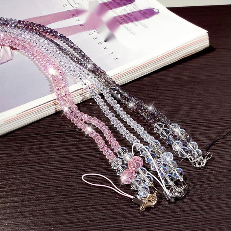 Mobile neck strap, personalized and creative trendy women's phone case, crystal beads, long pendant chain_voghion.com