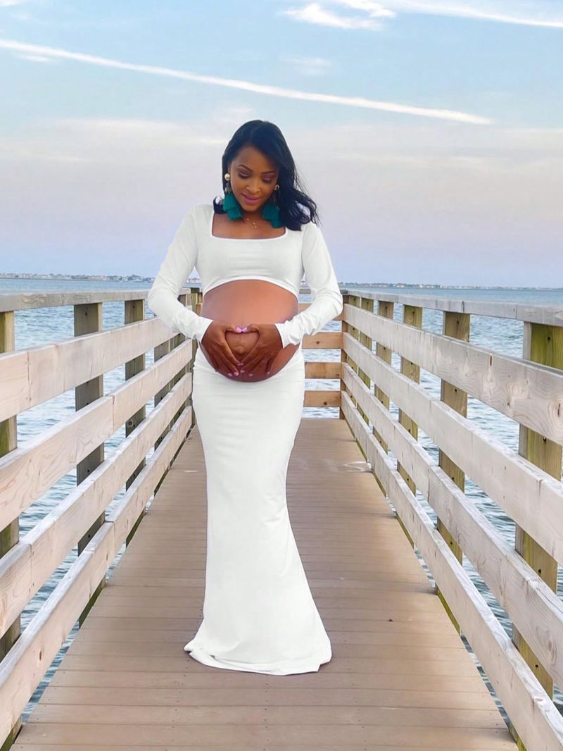 Women's Clothing Elastic Maternity Dress Fishtail Skirt Backless Belly Mopping Skirt_voghion.com