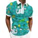 3D Digital Printing Lapel Polo Shirt Casual Men's Zipper Short Sleeve_voghion.com