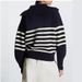 Lapel Striped Sweater Women's Pullover Zipper Knitted Sweater Women's_voghion.com