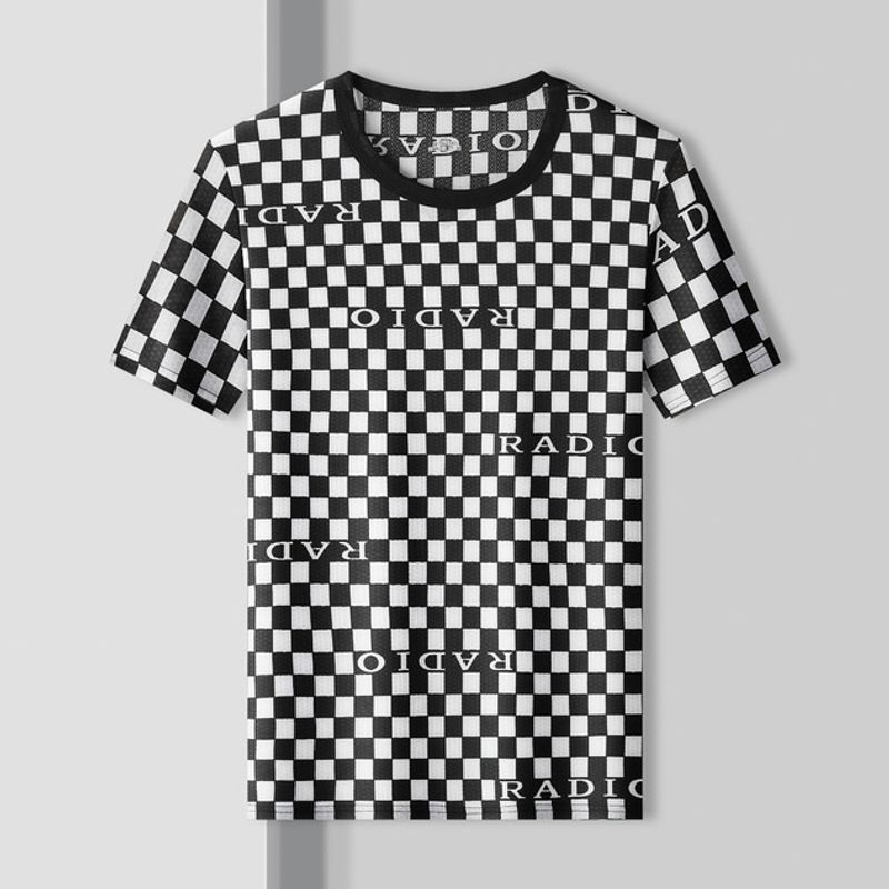 T-shirt à manches courtes pour hommes en soie glacée modal, produits européens, séchage rapide, impression tendance, T-shirt à manches mi-longues, vêtements pour hommes chauds Douyin_voghion.com