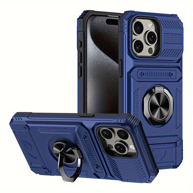 Shockproof heavy-duty hard phone case with metal stand and card slot for 16 Pro Max 15 Pro Max 14 Pro Max_voghion.com