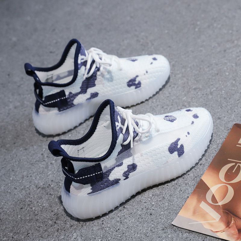 Sportschuhe für Damen 2024 Sommer neue koreanische Studentenlaufschuhe mit dicken Sohlen Mesh atmungsaktiv lässig fliegende gewebte Papa-Schuhe_voghion.com