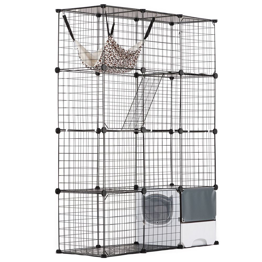 Large 4-tier Cat Cage 41 X 14 X 55' Metal Wire Cat Enclosure With Hammock_voghion.com