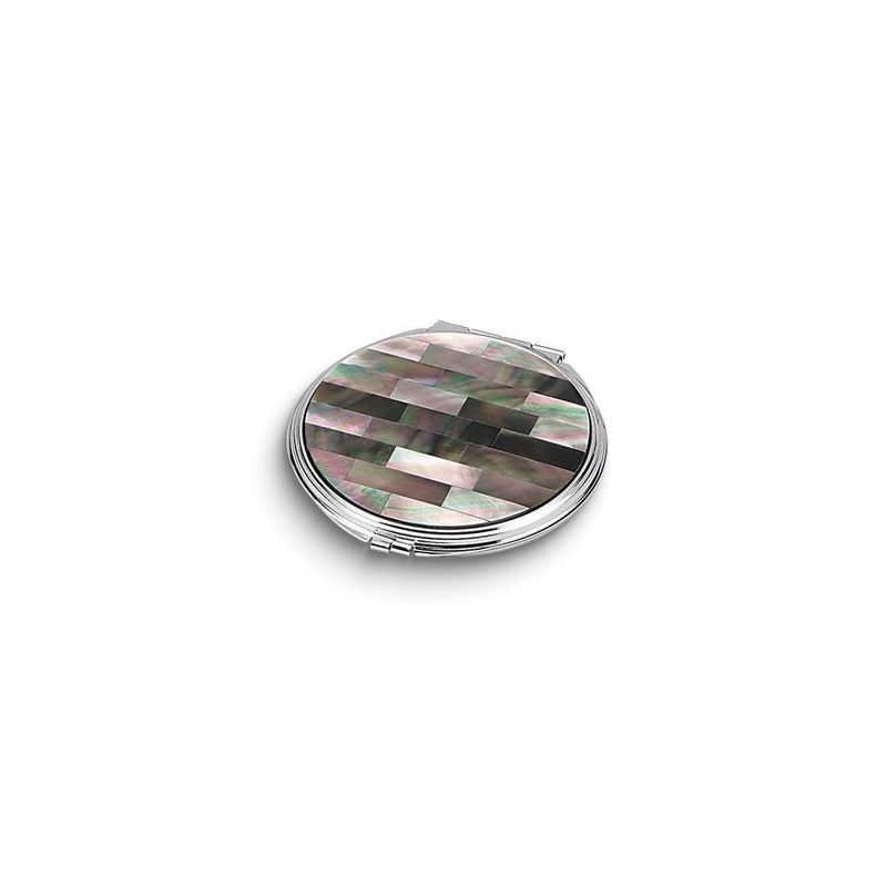 Black Mother Of Pearl Round Compact Mirror_voghion.com