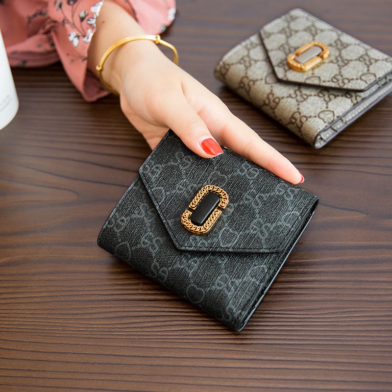 Women's Bags Small Wallet Women's Short Genuine Leather Mini New Versatile Printed Folding Cowhide Wallet Card Holder_voghion.com
