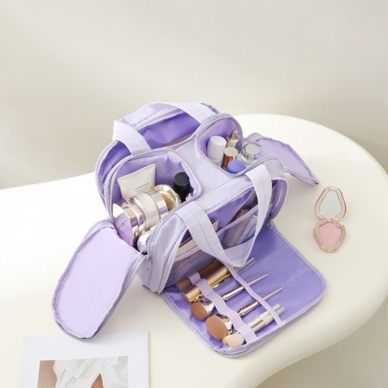 Borsa da viaggio per il trucco di grande capacità con scomparti - Organizer per cosmetici leggero e portatile per donne_voghion.com