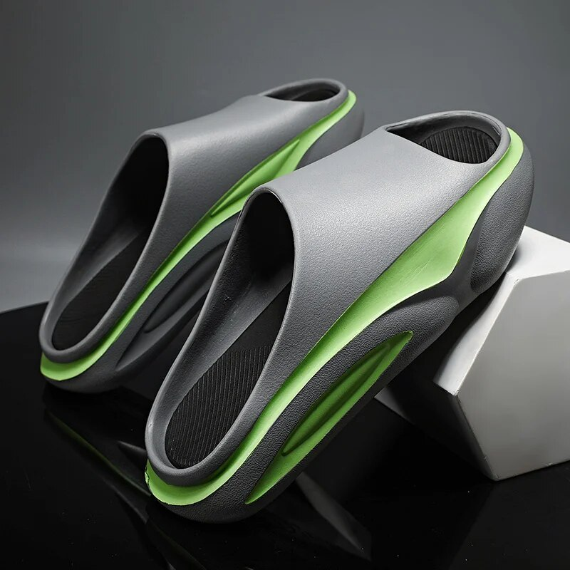 Chinelos masculinos antiderrapantes com sola grossa, chinelos para ambientes internos e externos com espuma macia_voghion.com