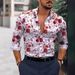 Herrenbekleidung Langarmhemden Vierseitiger Stretch-Blumendruck Trendy Vielseitiges Langarmhemd_voghion.com