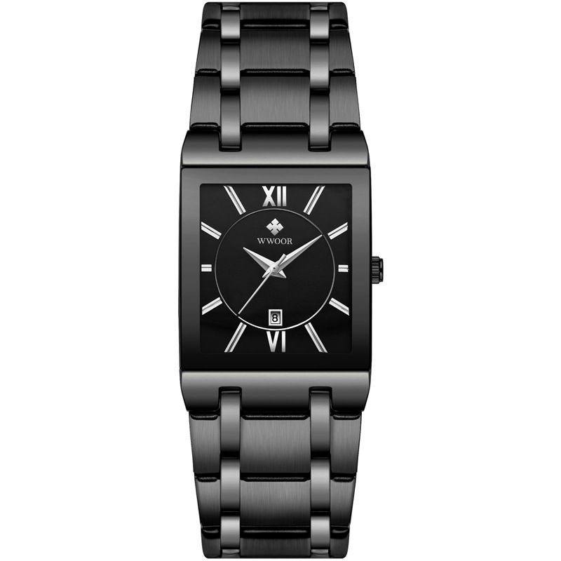WWOOR8858 Fully Automatic Non Mechanical Square Men's Steel Strip Quartz Watch Waterproof Watch_voghion.com