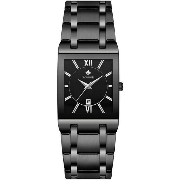 WWOOR8858 Fully Automatic Non Mechanical Square Men's Steel Strip Quartz Watch Waterproof Watch_voghion.com