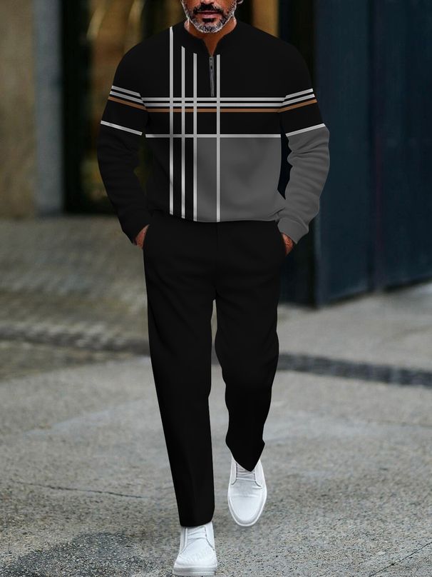 Felpa con cappuccio da uomo europea e americana, due pezzi, mezza cerniera digitale 3D, casual, versatile, sportivo, autunno e inverno._voghion.com