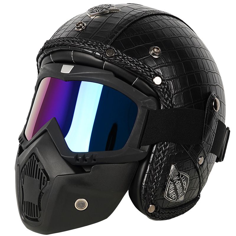 Prince Cruise For Men And Women, All-Season Motorcycle Electric Bike 3/4 Half Leather Helmet_voghion.com