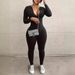Women's Solid Color Tight-fitting Invisible Zipper Jumpsuit Long-sleeved Trousers Spring And Summer New_voghion.com