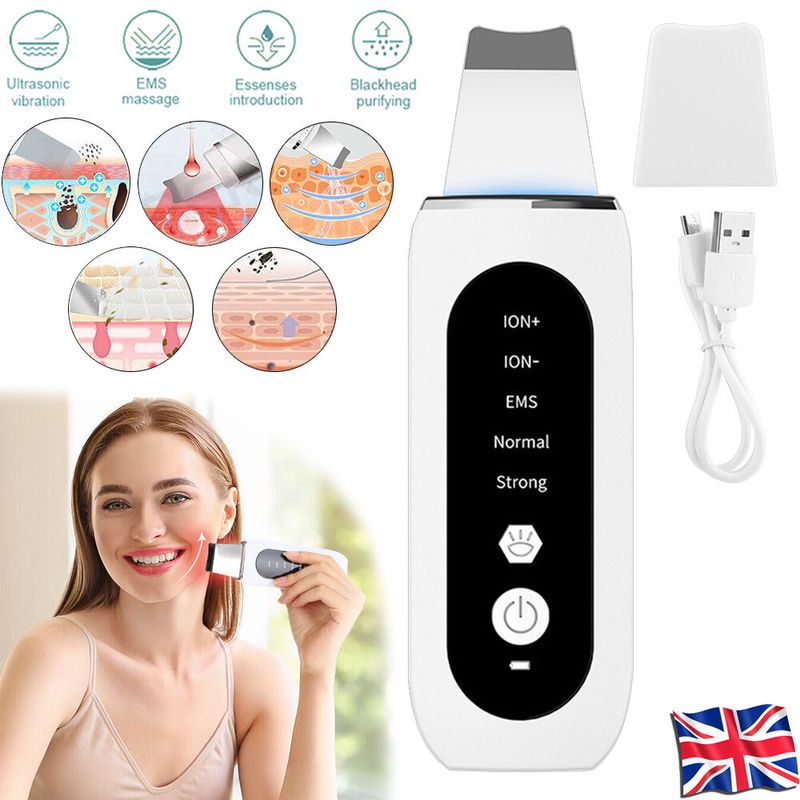 Ultrasonic Facial Skin Scrubber Face Pore Deep Cleaner Spatula Blackhead Remover_voghion.com