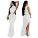 Sexy High-Slit Bodycon Dress With Ruffle Detail - Sleeveless Party Dress For Women In Bold Colors_voghion.com