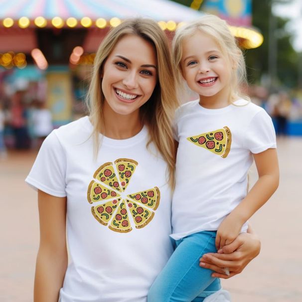 Parent Child Outfit Pizza Summer Mother Daughter Outfit T Shirt Family Of Three Or Four Father Son Outfit Short Sleeved T Shirt_voghion.com