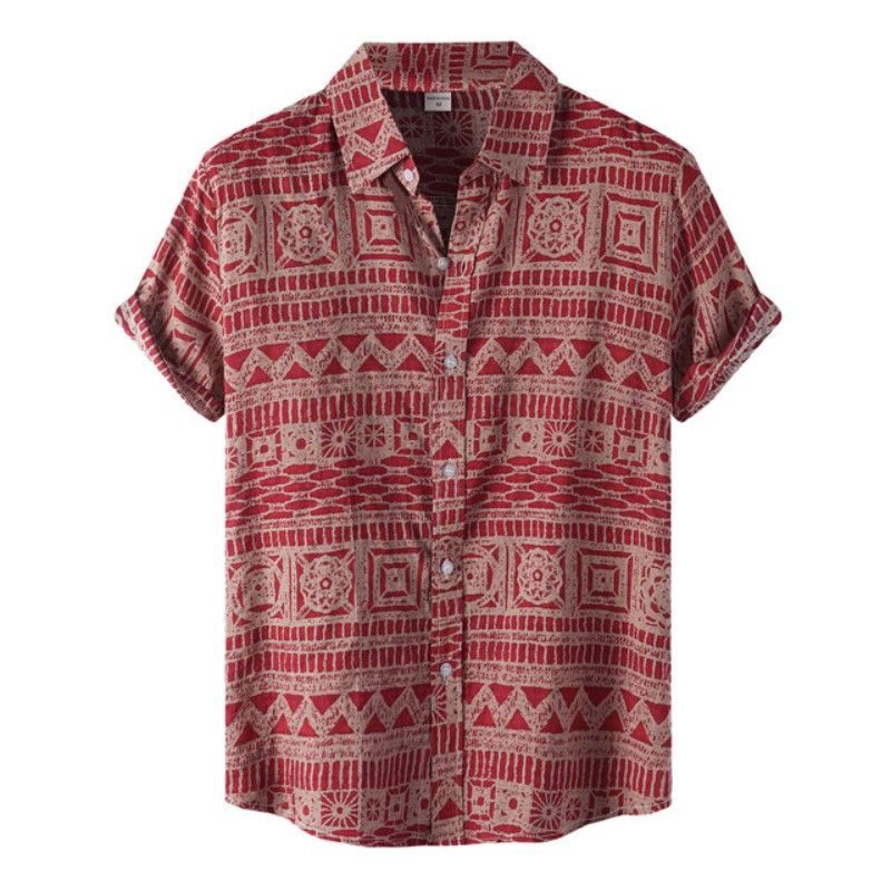 Hawaiianischer Ethno-Stil Herrenhemd 3D-Druck Freizeit Strand Atmungsaktive Knopfhemden Street Fashion Kurzarm Herren Revers Tops_voghion.com