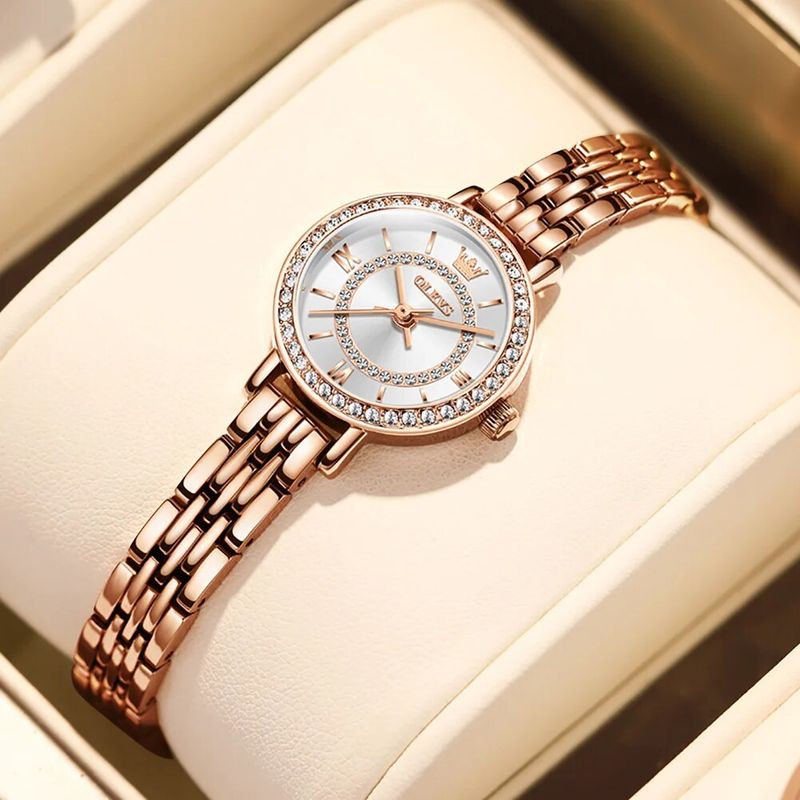 Orologio da polso da donna di lusso impermeabile in acciaio inossidabile quadrante con diamanti elegante orologio da donna al quarzo con collana e bracciale_voghion.com