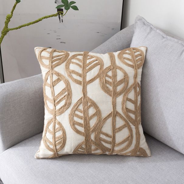 Ziemeļvalstu smagās rūpniecības kokvilnas un lina lapu austs izšūts spilvens Amerikāņu modeļa istabas villas dīvāns izšūts spilvena pārvalks_voghion.com