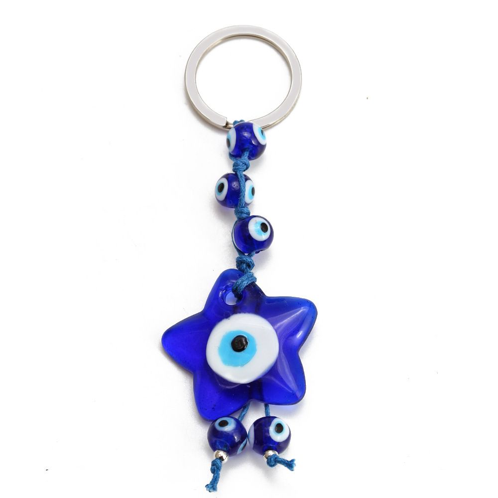 New Heart-shaped Keychain, Five-pointed Star Devil's Eye Keychain, Car Key Pendant, European And American Jewelry._voghion.com