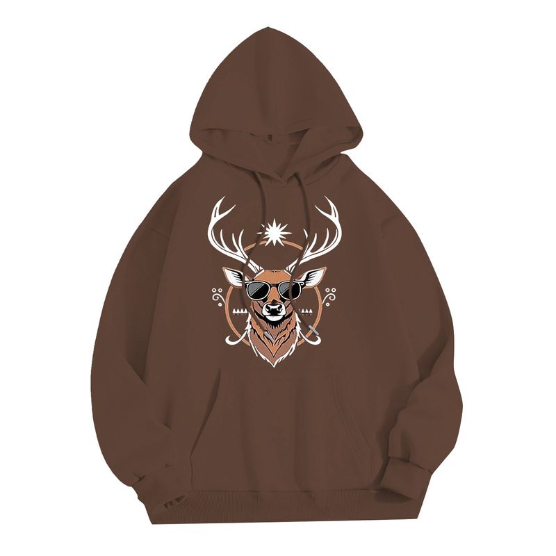 Abbigliamento maschile Felpa con cappuccio stampata natalizia Tendenza moda Top aderenti larghi_voghion.com