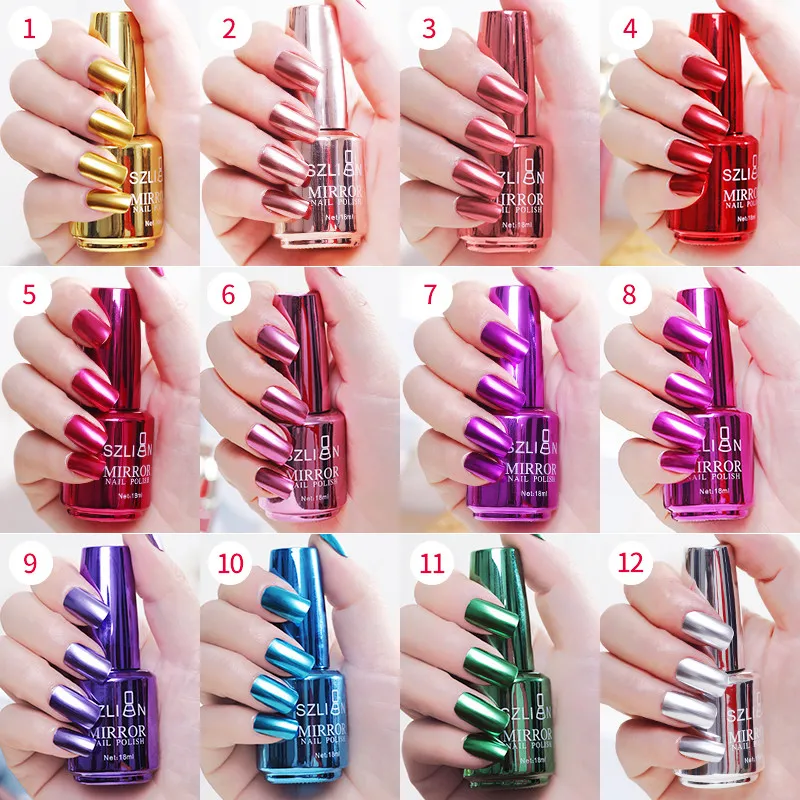Metallic Mirror Effect Nail Polish Purple Rose Gold Sier Chrome Nail Art Polish for Nails Manicure Lacquer Dec_voghion.com
