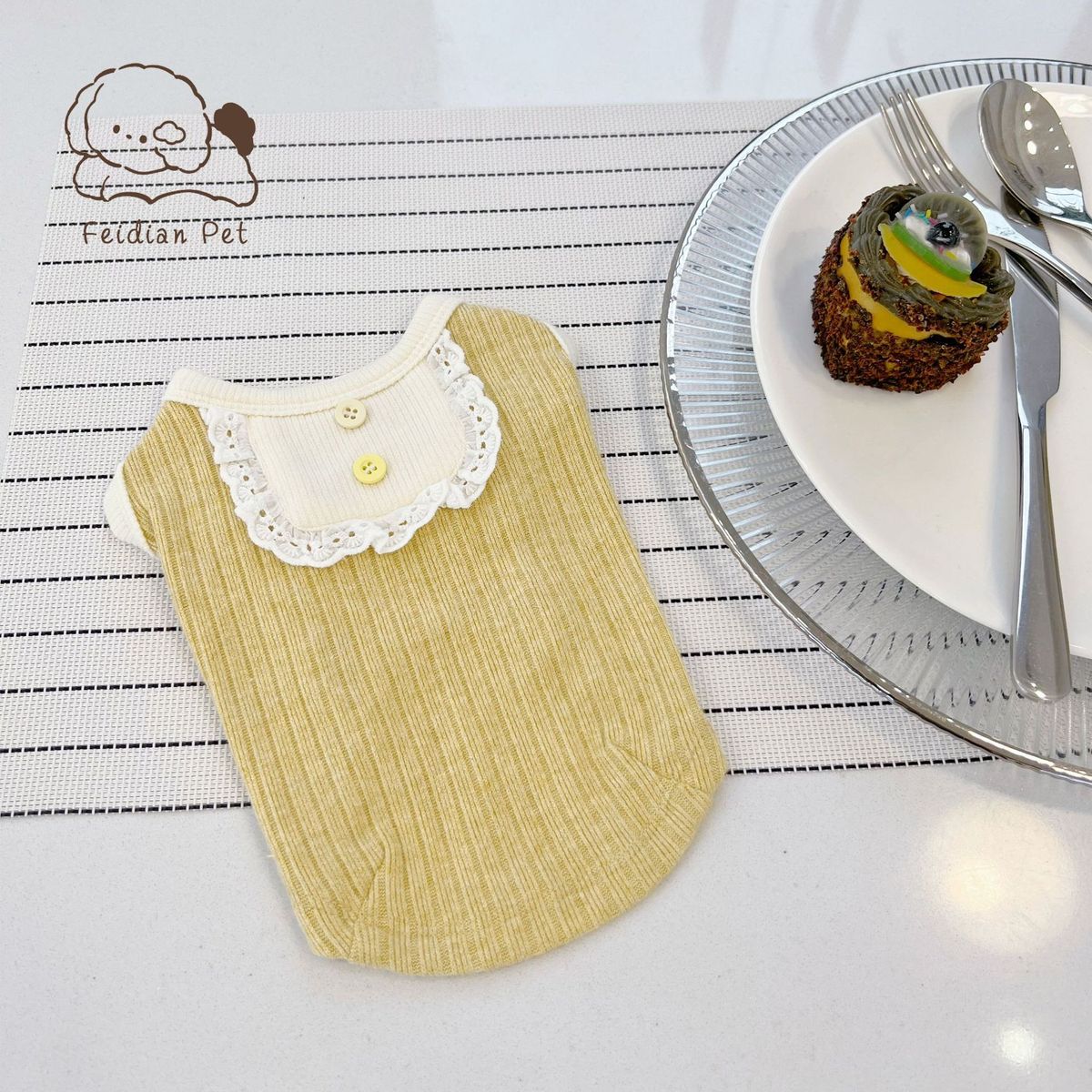 Boiling Point Pet 22 Autunno Inverno Color Block Bavaglino Maglione di Lana Gatto Cane Carino Stile Ins Abbigliamento Gilet in Pizzo a Costine_voghion.com