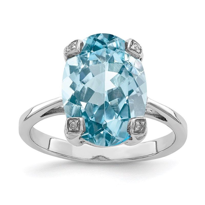 Sterling Silver Rhodium Light Swiss Blue Topaz Diamond Ring_voghion.com