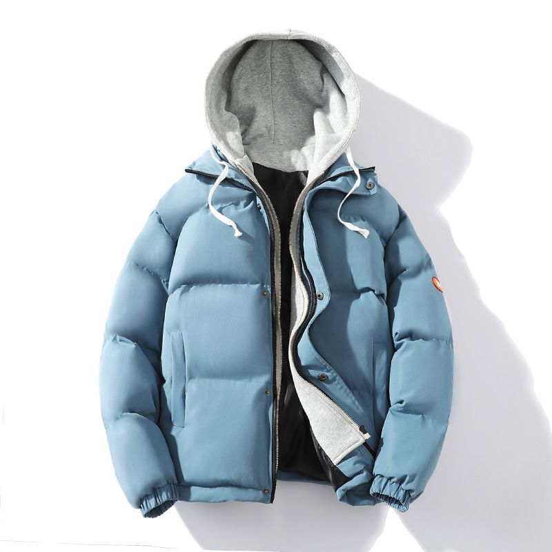 Cappotti di cotone con cappuccio autunnali e invernali per coppie Cappotti di cotone ispessito in due pezzi falsi alla moda in stile Hong Kong all'ingrosso_voghion.com