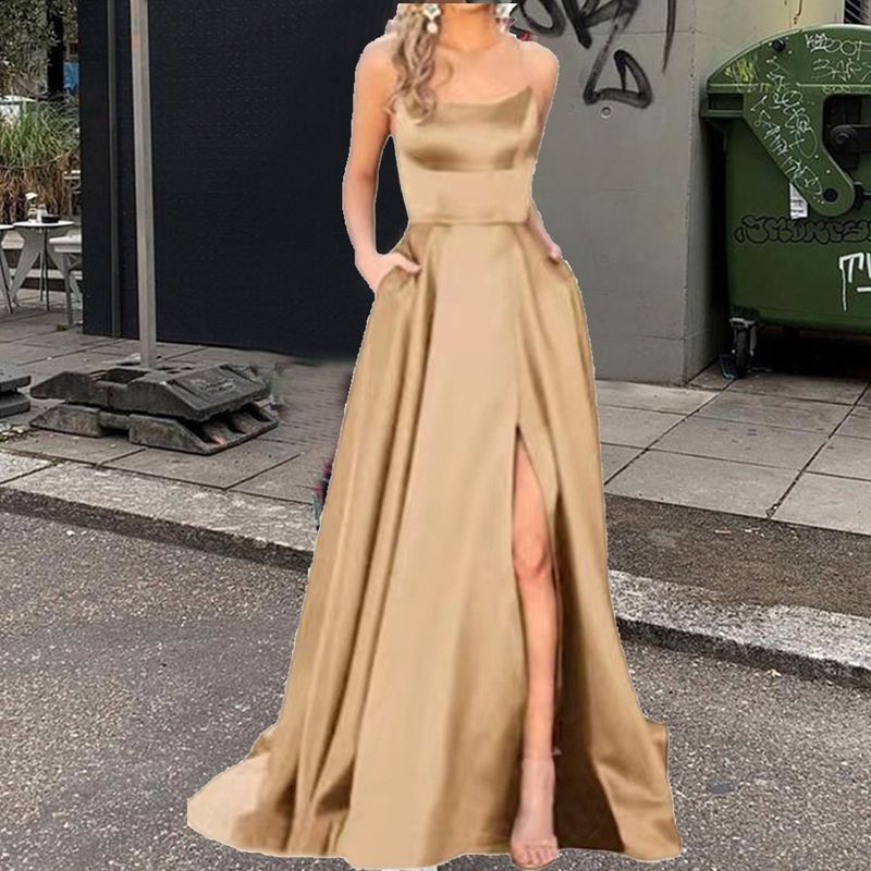 Women's long suspender dress  original high waist off-shoulder girlfriend dress evening dress female_voghion.com
