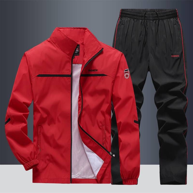 2025 Men's Sports Suit Spring Autumn Loose Plus Size Turn-down Collar Casual Sportswear Polyester Blend Fabric_voghion.com
