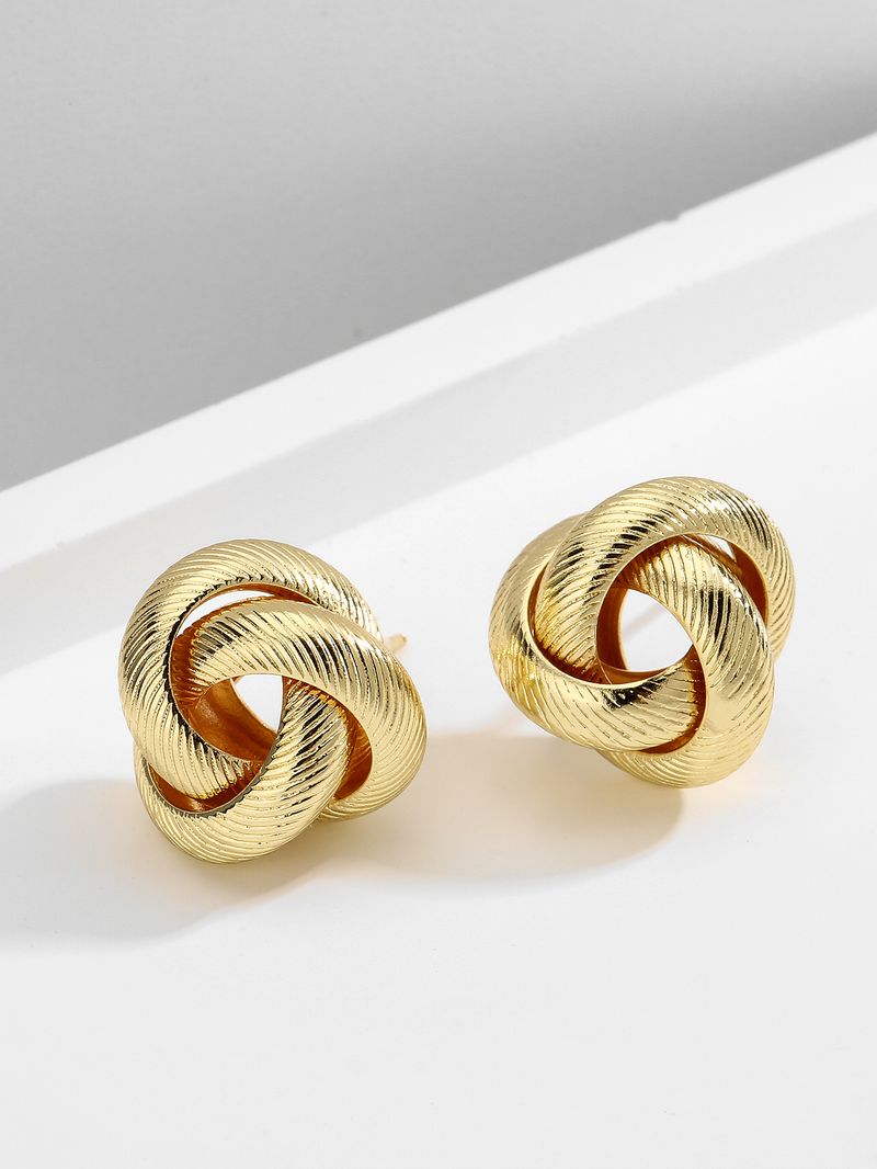 1 Pair Elegant Bridal Artistic Twist Copper Ear Studs_voghion.com