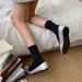 Solid-Color Cotton Bow Versatile Mid-Calf Socks_voghion.com