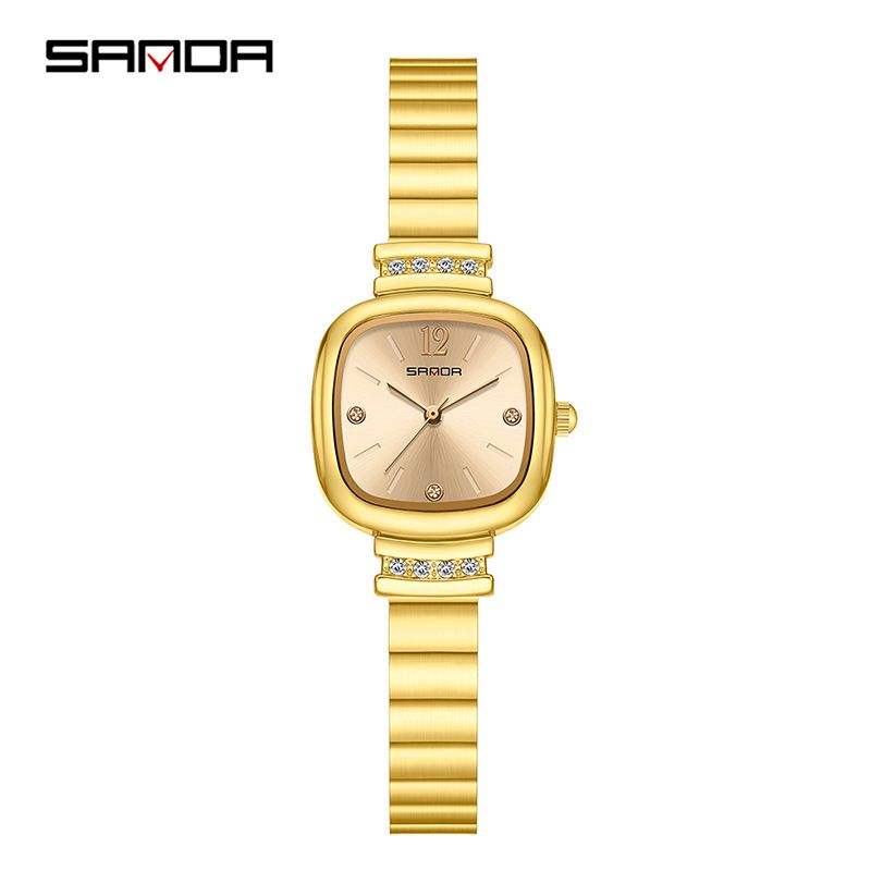 Elegant Square Women's Watch With Diamond Accents, Waterproof Quartz Movement, Stainless Steel Strap, Light Luxury Design For Casual And Formal Wear_voghion.com