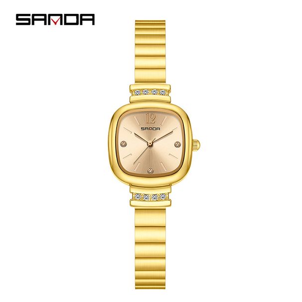 Elegant Square Women's Watch With Diamond Accents, Waterproof Quartz Movement, Stainless Steel Strap, Light Luxury Design For Casual And Formal Wear_voghion.com