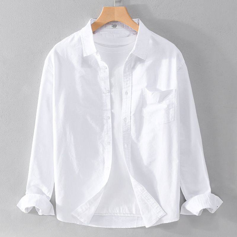 Men's Clothing Oxford Shirt Men Business Spring And Summer Loose Trend Handsome Casual Long Sleeve Shirt Jacket Men_voghion.com