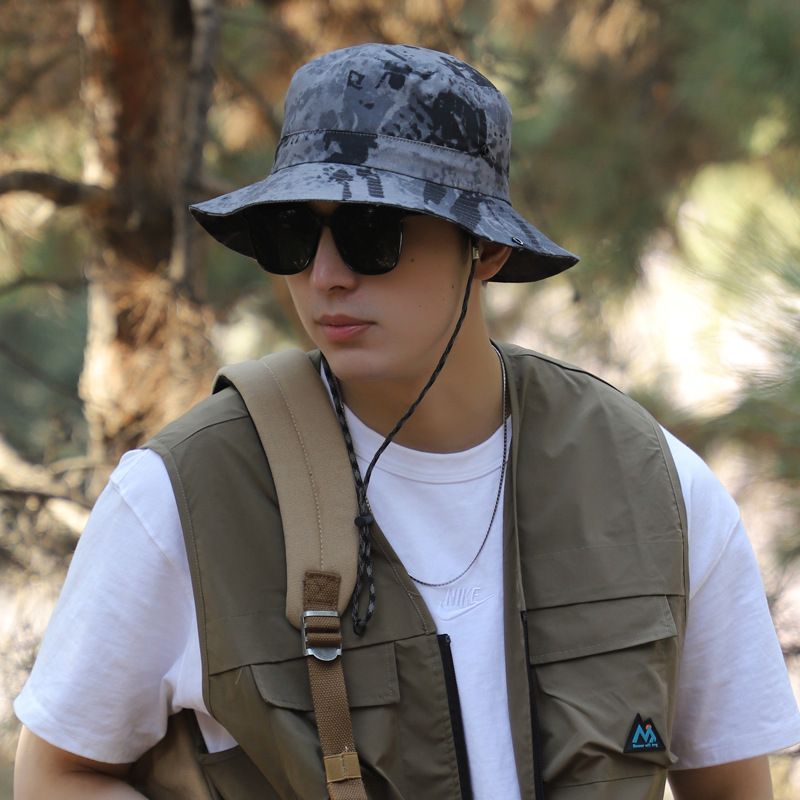 Cappello da pescatore da uomo per attività all'aperto - Protezione solare UPF 50+ e asciugatura rapida per escursionismo/pesca - Stile Boonie ripiegabile_voghion.com