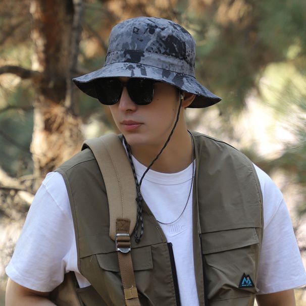 Cappello da pescatore da uomo per attività all'aperto - Protezione solare UPF 50+ e asciugatura rapida per escursionismo/pesca - Stile Boonie ripiegabile_voghion.com
