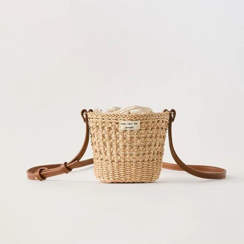 Straw Bag Woven Bag Crossbody Hollow Straw Bag Cute Bucket Straw Bag Woven Bag Holiday Beach Bag Women's Bag_voghion.com