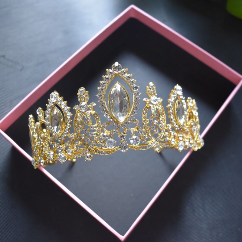 New bridal crown tiara Korean crown diamond crystal birthday crown wedding dress tiara bridal jewelry_voghion.com