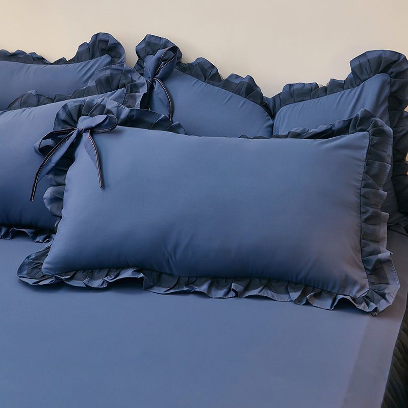 Pair Set Korean Style Bowknot Single Child Universal Pillow Core Cover Brushed Edge Pillowcase_voghion.com